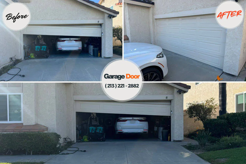 Before and after: garage door repair Guin, AL